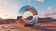 An abstract desert background with metallic mirror geometric loops.