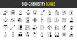 © Vector Market - Biochemistry icon set. Such as science, dish, molecular, experiment, physics, botany, lab, coat, microscope, certificate, chemical, pills, test, dna, research, analysis, atom vector icons illustration