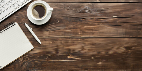 flat lay of crative desk, top view of a nice working place with notebook and cofee, space for text (4)