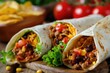 Delicious Burritos, Wrapped with Tortilla in Style, Served with Taco and Chips in Frisco Style