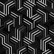 seamless pattern black and white geometric shapes with a black background