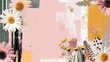 Instagram social media story post feed template. minimal background layout mockup in pastel pink yellow color, light spring summer vector. in vintage retro collage style. for beauty, fashion content