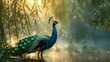 Majestic Peacocks Dewy Bamboo Encounter in Documentary Magazine Photography
