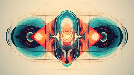 Poster - abstract geometric shapes come together in a vector format, creating a visually appealing and contemporary artwork that explores the beauty of symmetry and form Illustration