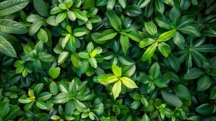 Poster - The ground is covered with tropical green leaves, 