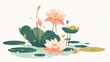 Minimalist Water Lily Illustration with Plain Background Generative AI