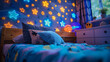 Child's bedroom with star projector lights.