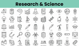 Fototapeta  - Set of research and science icons. Linear style icon bundle. Vector Illustration