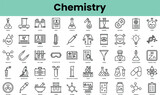 Fototapeta  - Set of chemistry icons. Linear style icon bundle. Vector Illustration