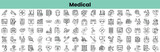 Fototapeta  - Set of medical icons. Linear style icon bundle. Vector Illustration