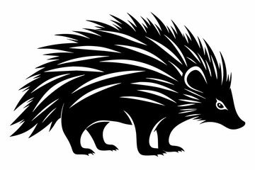  porcupine silhouette black vector illustration