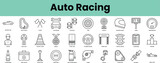 Fototapeta  - Set of auto racing icons. Linear style icon bundle. Vector Illustration