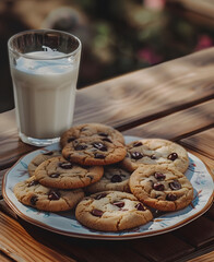 Chocolate chip cookies and Milk