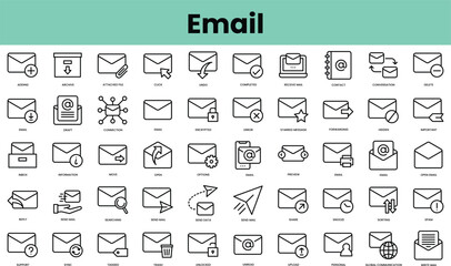 Sticker - Set of email icons. Linear style icon bundle. Vector Illustration