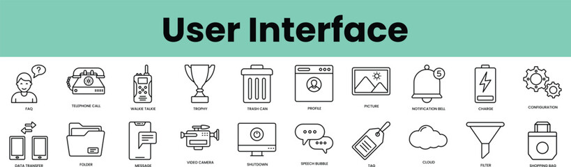 Sticker - Set of user interface icons. Linear style icon bundle. Vector Illustration