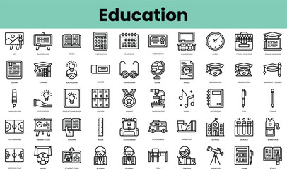 Wall Mural - Set of education icons. Linear style icon bundle. Vector Illustration