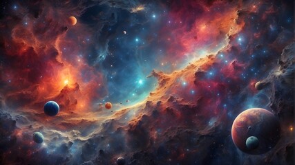 Wall Mural - Wonderfully colorful cosmos featuring planets, nebulae, stars, galaxies, and constellations, Galaxies and nebulae in space. abstract background of the universe