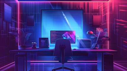 Wall Mural - Cybersecurity Interface - Ultraviolet Secure Desktop 