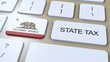 California State Tax with Flag. Button and Text Animation