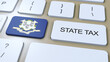Connecticut State Tax with Flag. Button and Text Animation