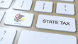 Illinois State Tax with Flag. Button and Text Animation