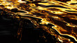 Black liquid texture background, waves of oil with gold reflections, abstract luxury pattern. Concept of shiny surface, water, watercolor and wallpaper.