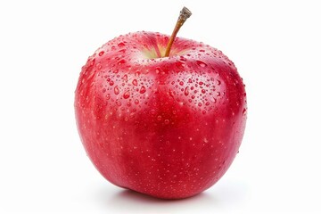 Wall Mural - Single red apple isolated on white background, fresh fruit photo