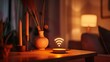 Smart Home Connectivity - Minimalist WiFi Symbol in Warm Ambience - Comfort of Technology