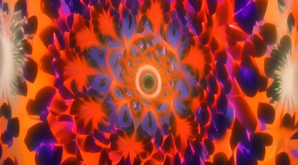 Wall Mural - 3d kaleidoscope mandala abstract background of trippy art psychedelic trance to open third eye with 