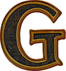 Embroidered patch of the letter 'G' cut out on transparent background