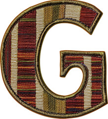 Wall Mural - Embroidered patch of the letter 'G' cut out on transparent background