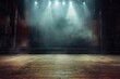 Empty Theater Stage Illuminated by Spotlights, Ready for Performance - Dramatic Concept Photo