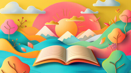 Banner for a website on the topic of reading books. Day of Knowledge. World Book and Copyright Day. Society book club