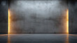 Closeup of grey smooth concrete wall with lighting elements on side
