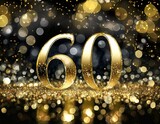 Fototapeta Na sufit - 60 urodziny złoty napis na czarnym tle 