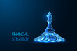 Financial strategy, business management, leadership futuristic concept on dark blue background