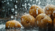 Close up photo of potatos with water drops