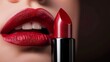 Lipstick on woman lips close up make up wallpaper background