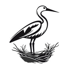 Wall Mural - illustration of a simple stork logo element 