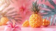 Juicy Pineapple Framed by Lush Tropical Foliage in a Vibrant Natural Setting