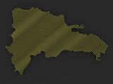 Fototapeta Przestrzenne - An abstract map of the Dominican Republic, consisting of thin golden lines. An abstract image for a geographical design template. an image for 3D rendering. Dark uniform background.