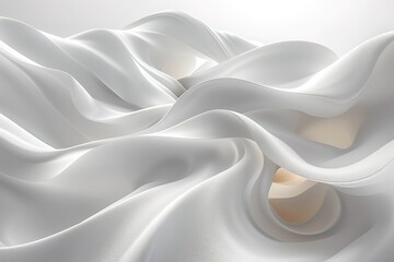 Canvas Print - The image is of a white fabric with a wave pattern. The fabric is smooth and has a shiny appearance