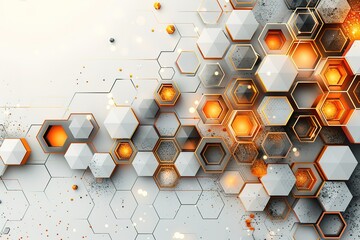 Wall Mural - a wall with a pattern of hexagons, some of which are gold. the wall appears to be made of concrete a