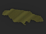 Fototapeta Przestrzenne - An abstract map of the Jamaica, consisting of thin golden lines. An abstract image for a geographical design template. an image for 3D rendering. Dark uniform background.