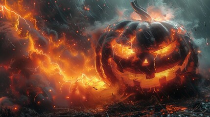 Wall Mural - Eruption of the Jack-o'-lantern