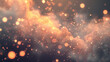 A soft, serene cloud of peach-colored particles floating amidst a dark canvas. The gentle glow of each particle creates a warm, inviting atmosphere, enhanced by the realistic bokeh effect.