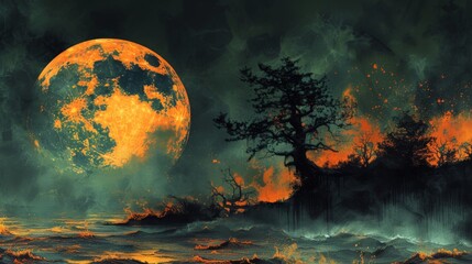 Canvas Print -  Harvest Moonrise