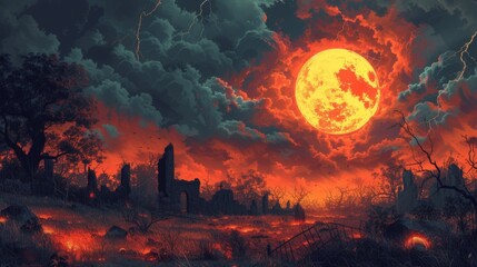 Canvas Print - Blood Moon Ruins