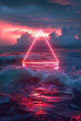 Wall Mural - neon triangle in the ocean