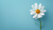 Daisy flower on blue, with area for text to the left